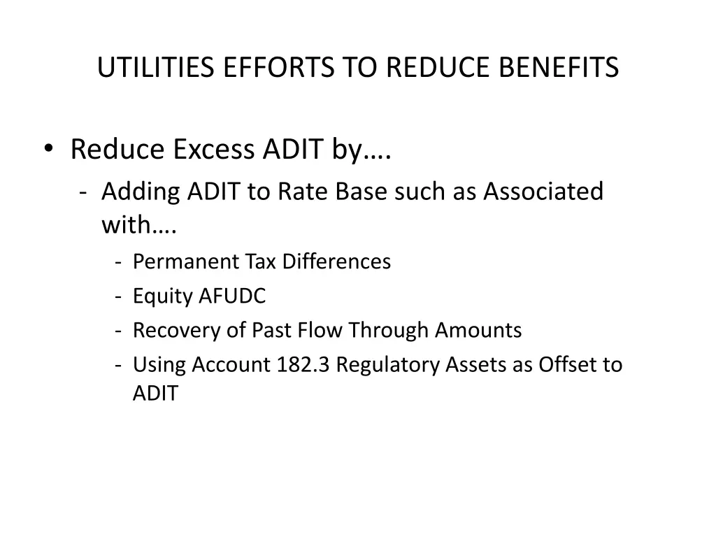 utilities efforts to reduce benefits