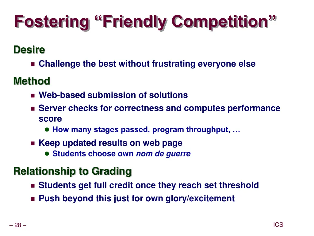 fostering friendly competition
