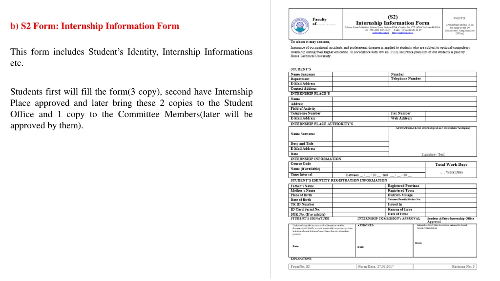 b s2 form internship information form