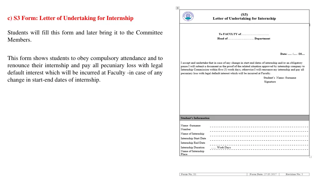 c s3 form letter of undertaking for internship