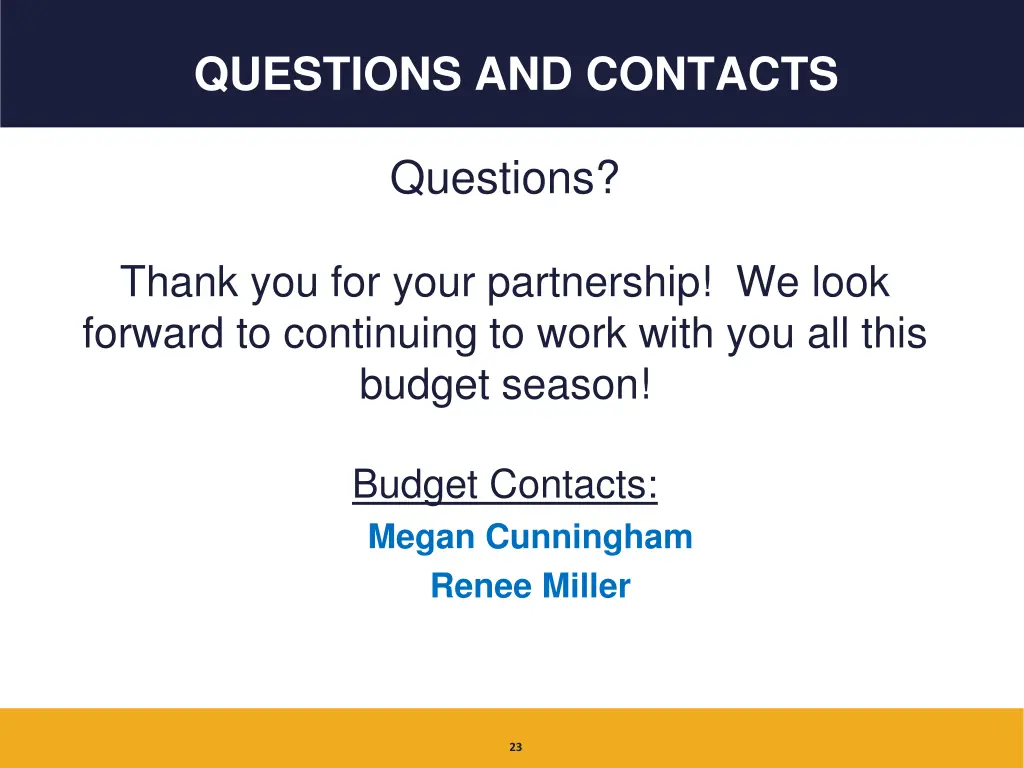 questions and contacts