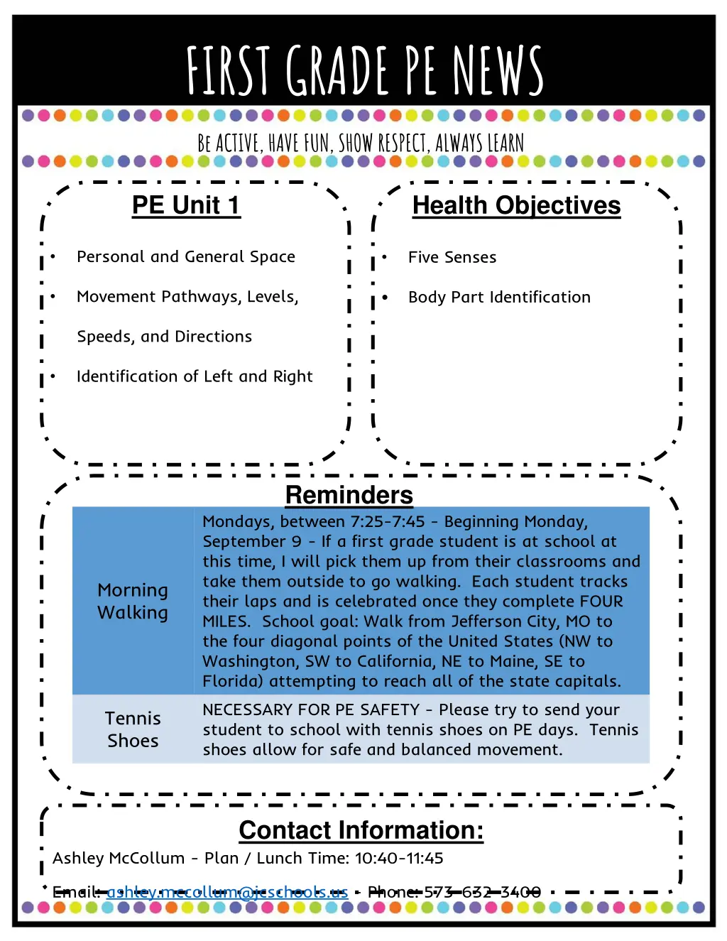 first grade pe news