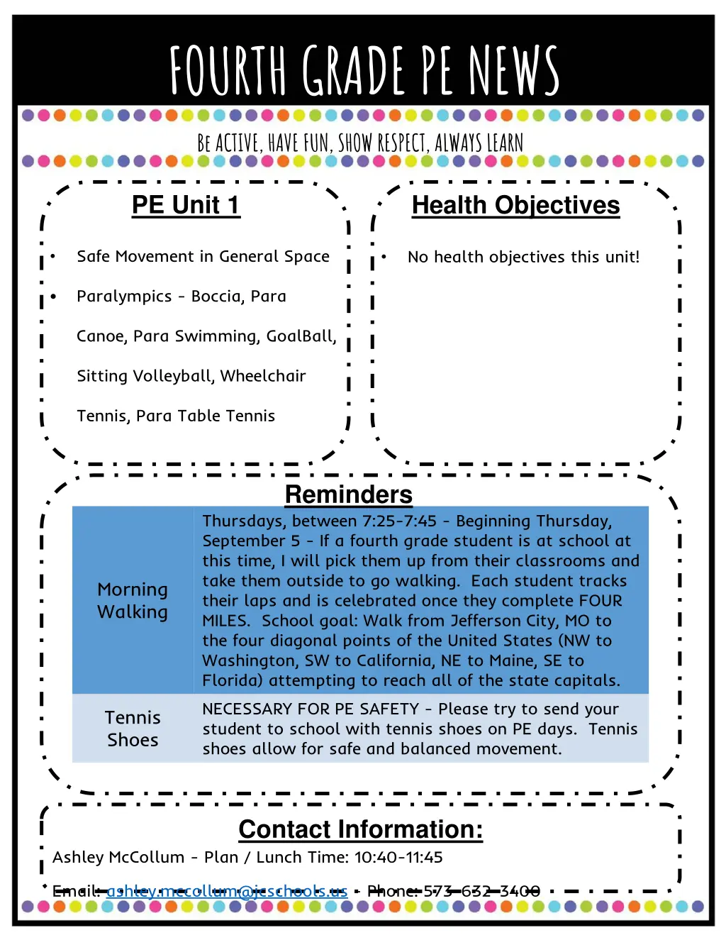 fourth grade pe news