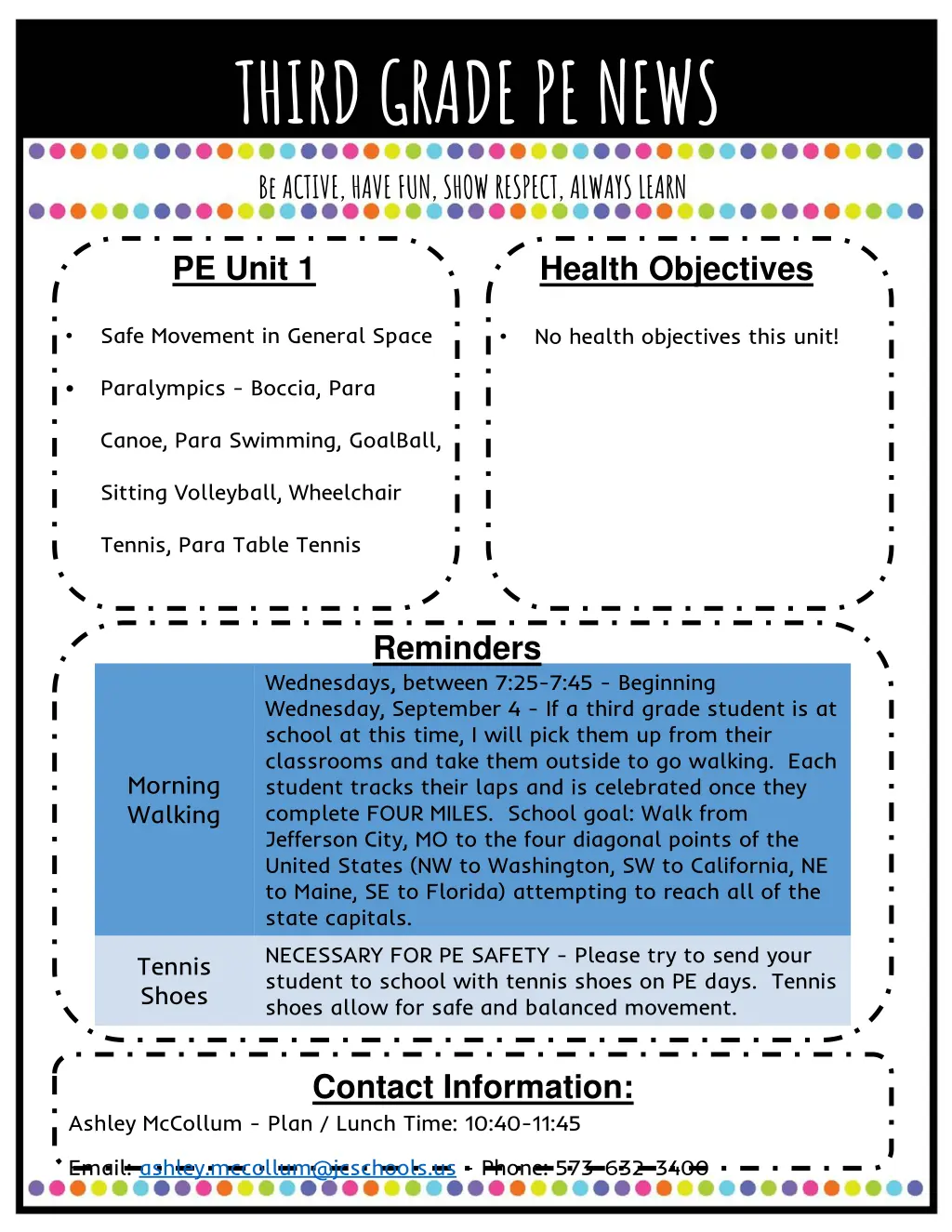 third grade pe news