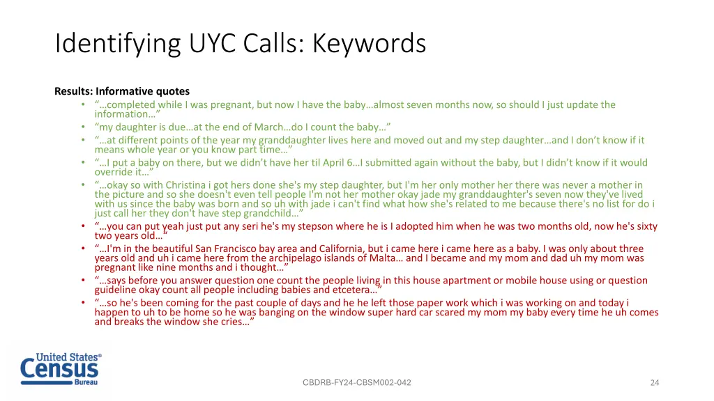 identifying uyc calls keywords