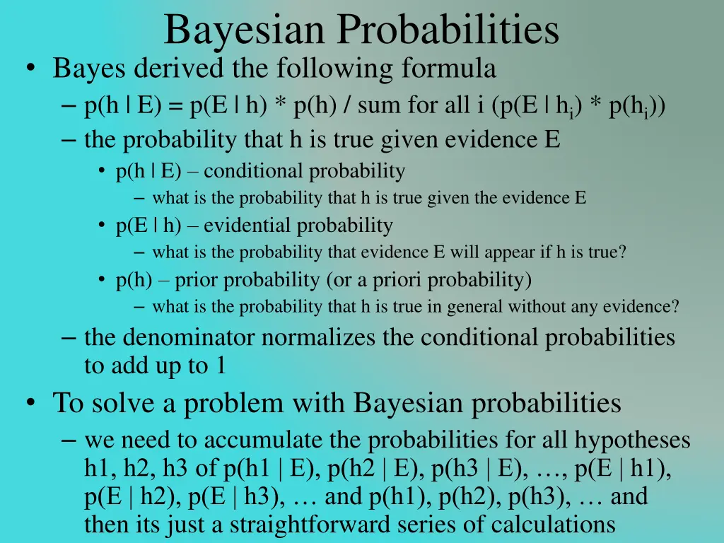 bayesian probabilities bayes derived