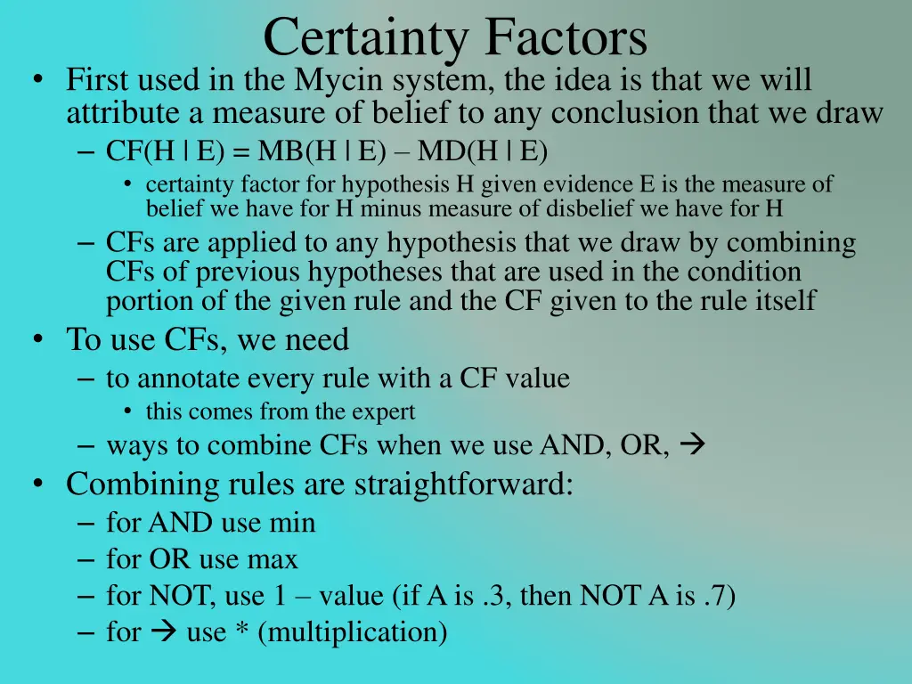 certainty factors