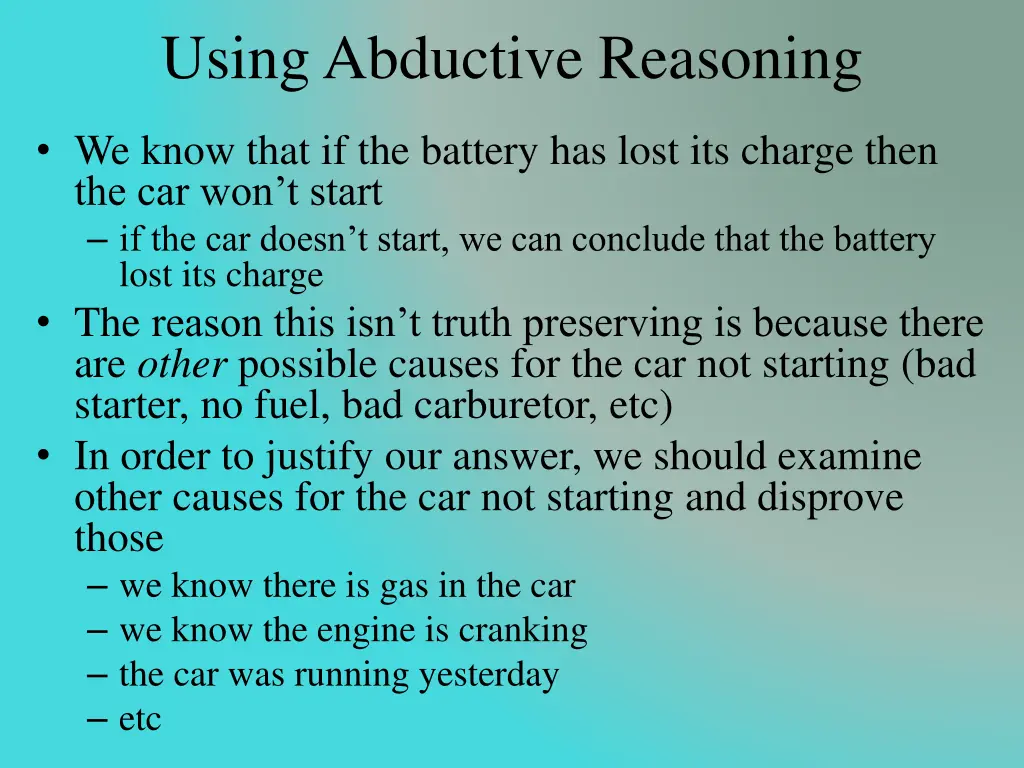 using abductive reasoning