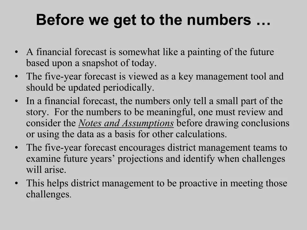 before we get to the numbers