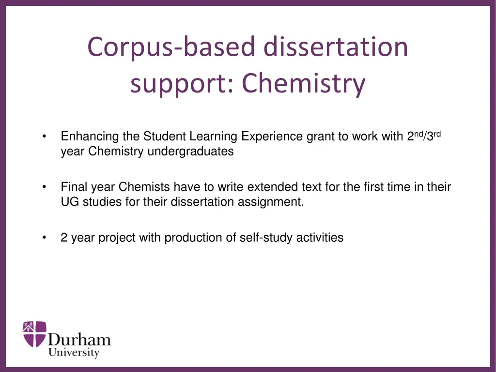 corpus based dissertation support chemistry