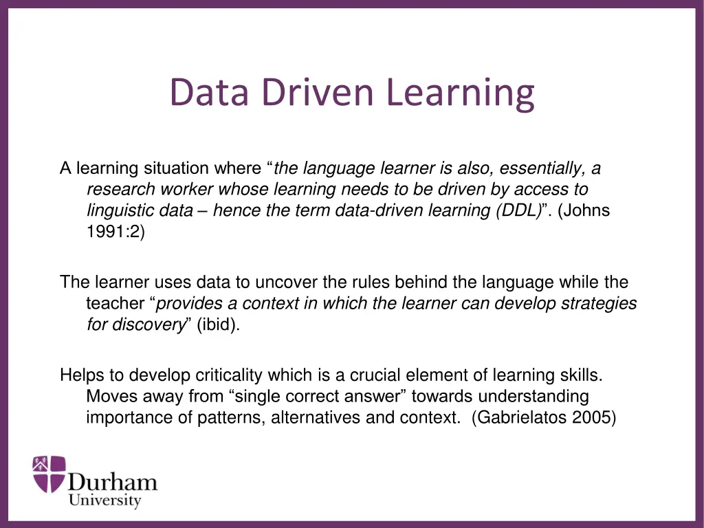 data driven learning