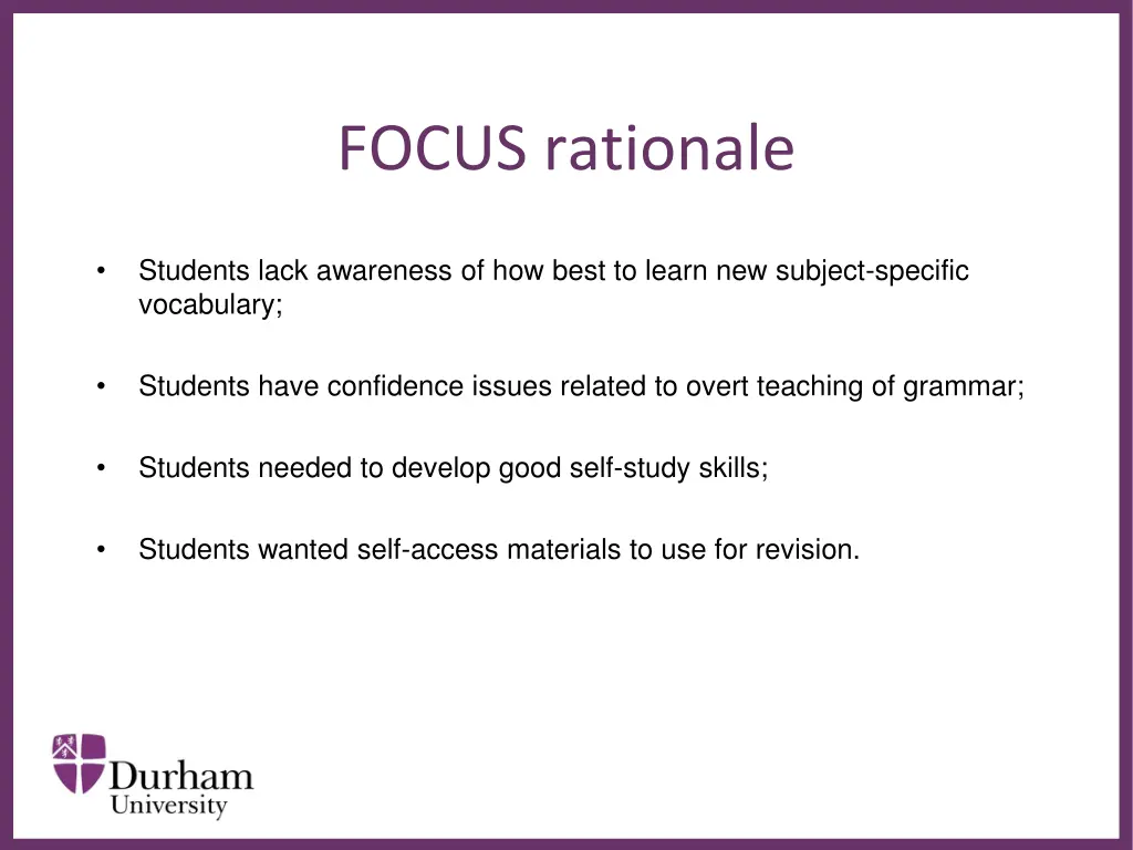 focus rationale