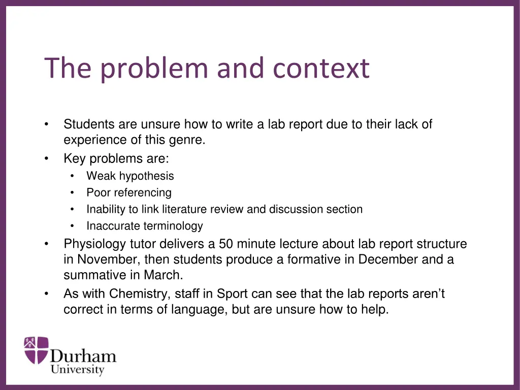 the problem and context