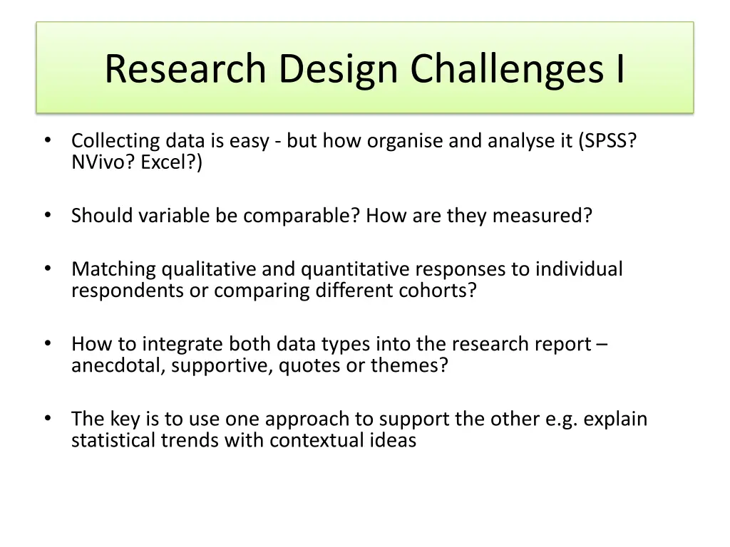 research design challenges i