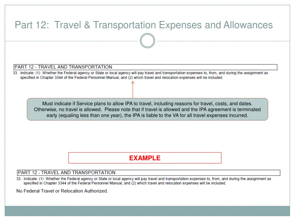 part 12 travel transportation expenses
