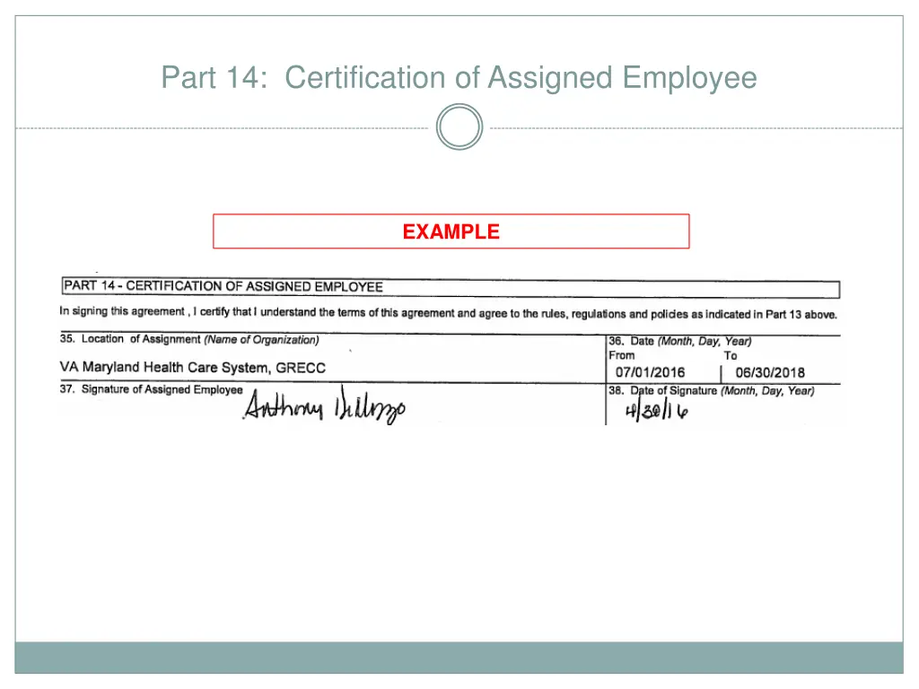 part 14 certification of assigned employee 1