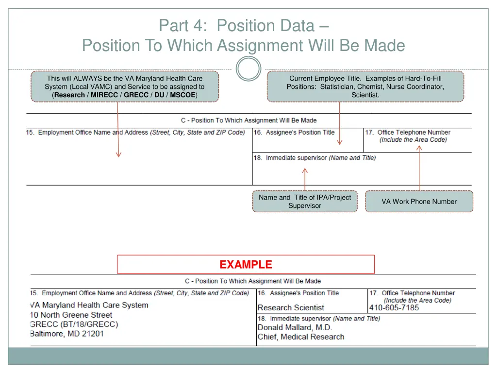 part 4 position data position to which assignment