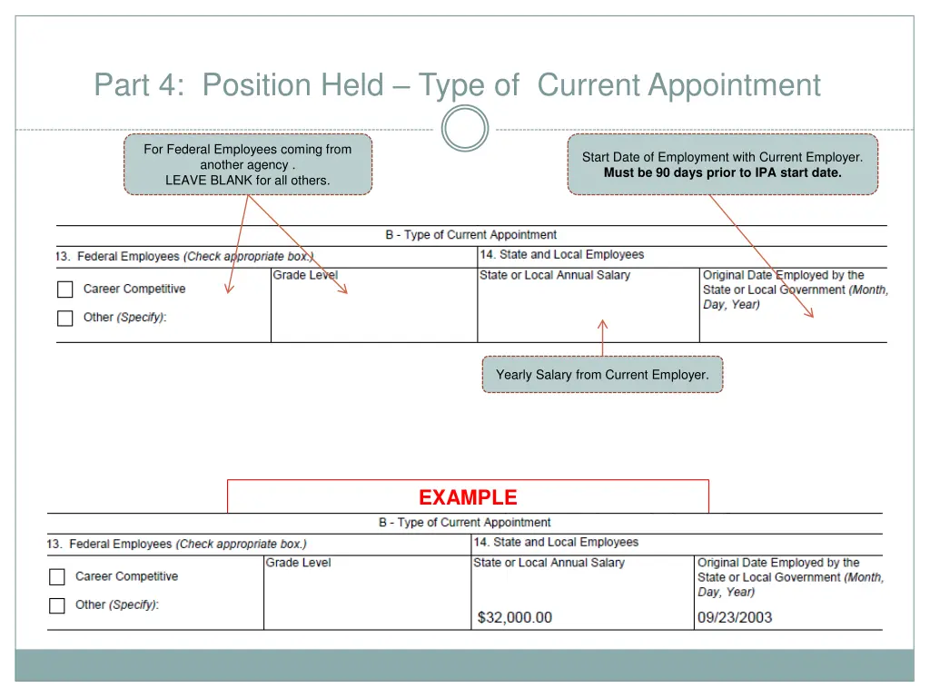 part 4 position held type of current appointment