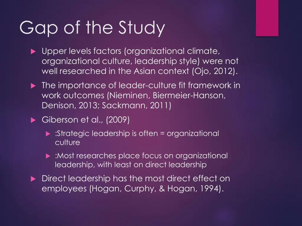 gap of the study