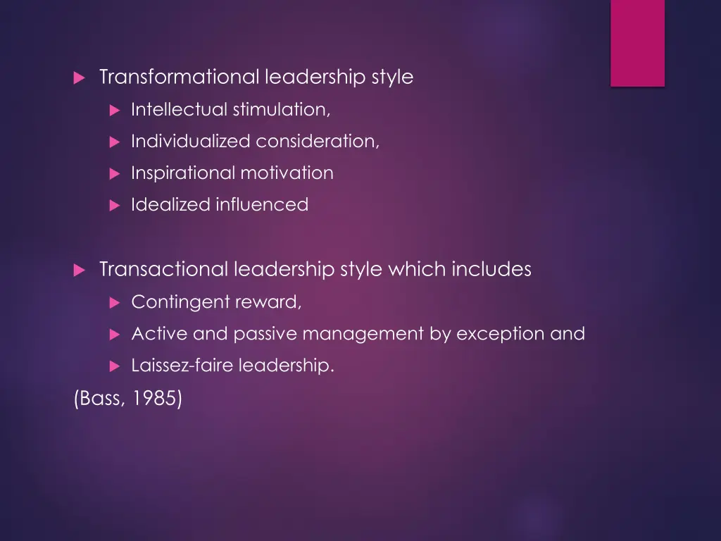 transformational leadership style