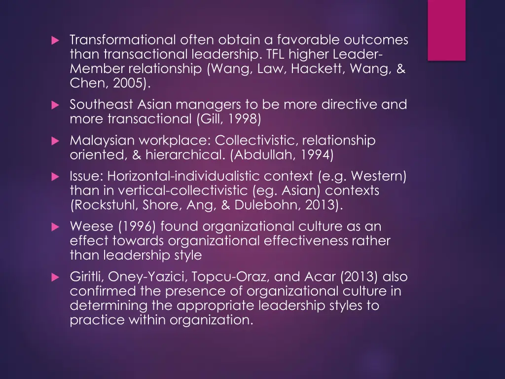 transformational often obtain a favorable