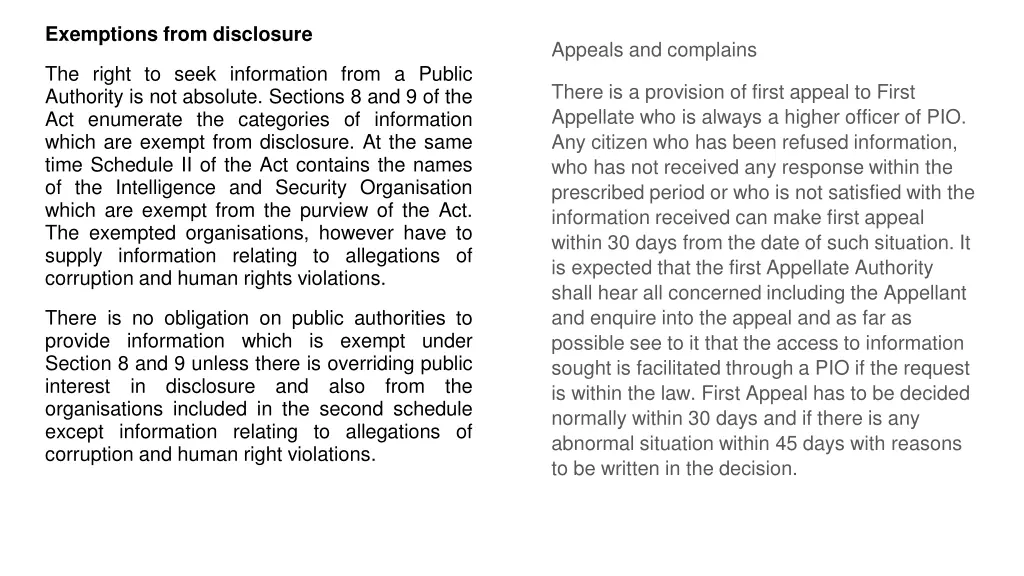 exemptions from disclosure