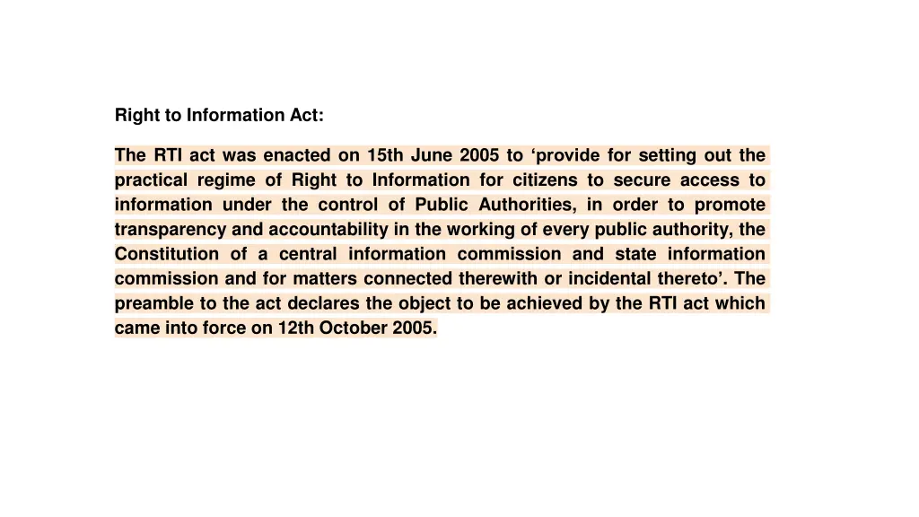 right to information act