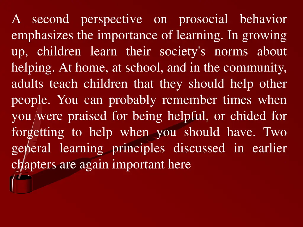 a second perspective on prosocial behavior