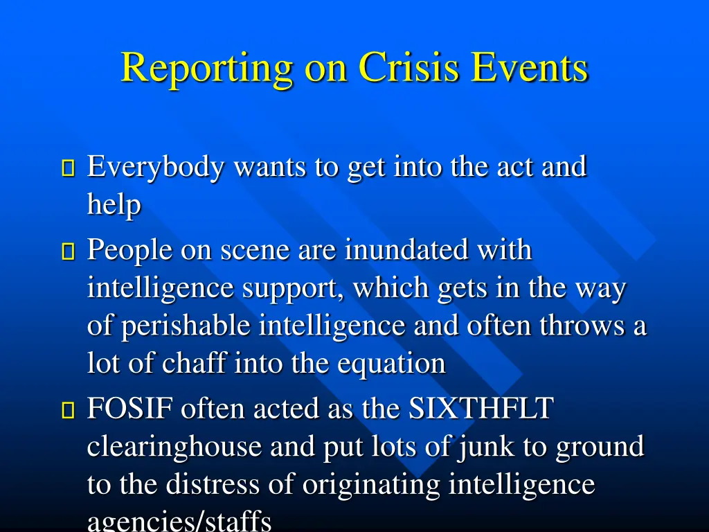 reporting on crisis events