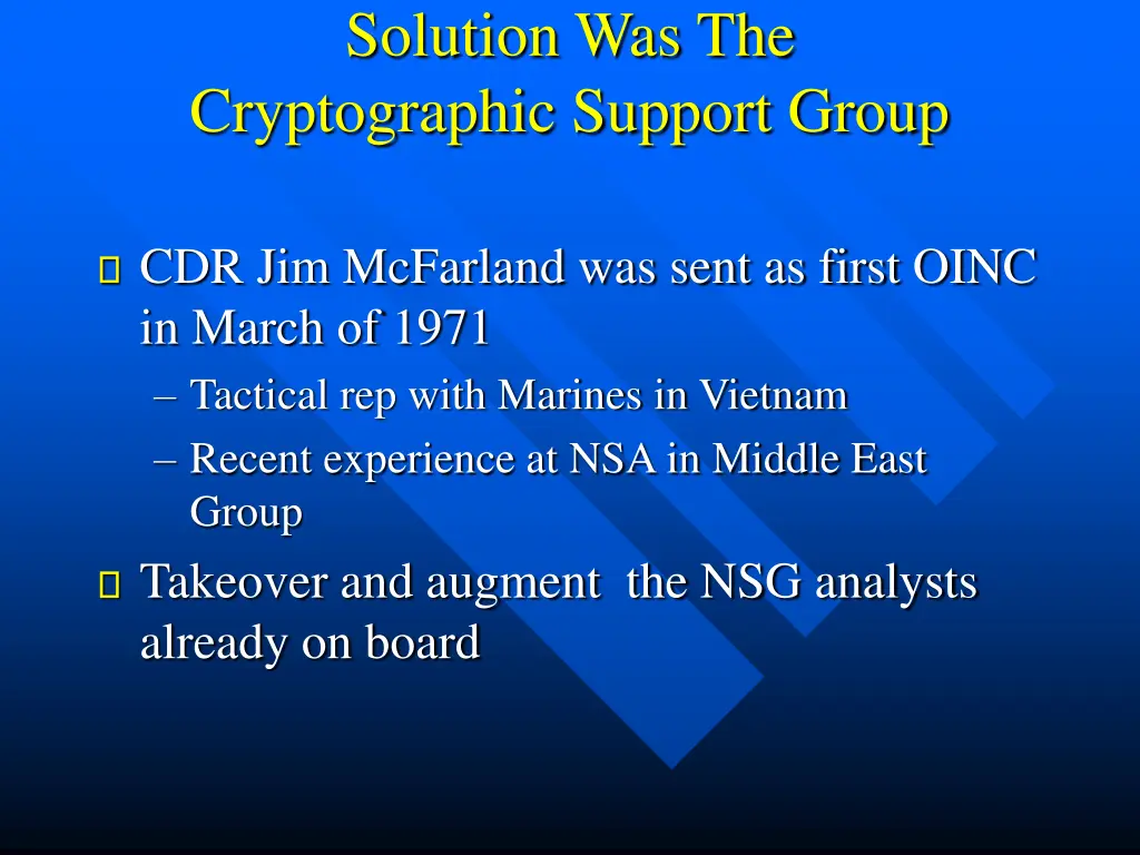 solution was the cryptographic support group