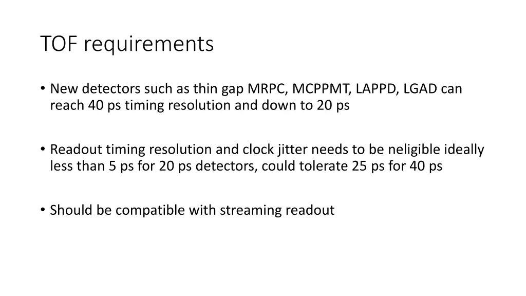 tof requirements