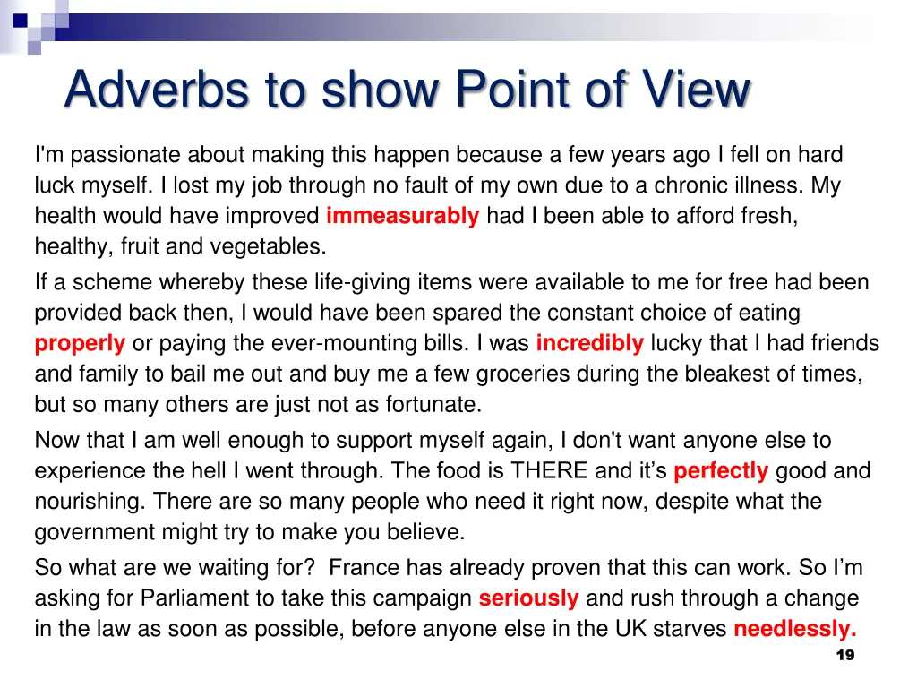 adverbs to show point of view
