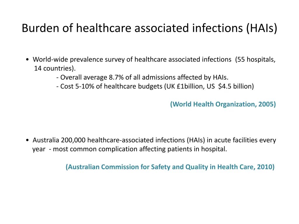 burden of healthcare associated infections hais