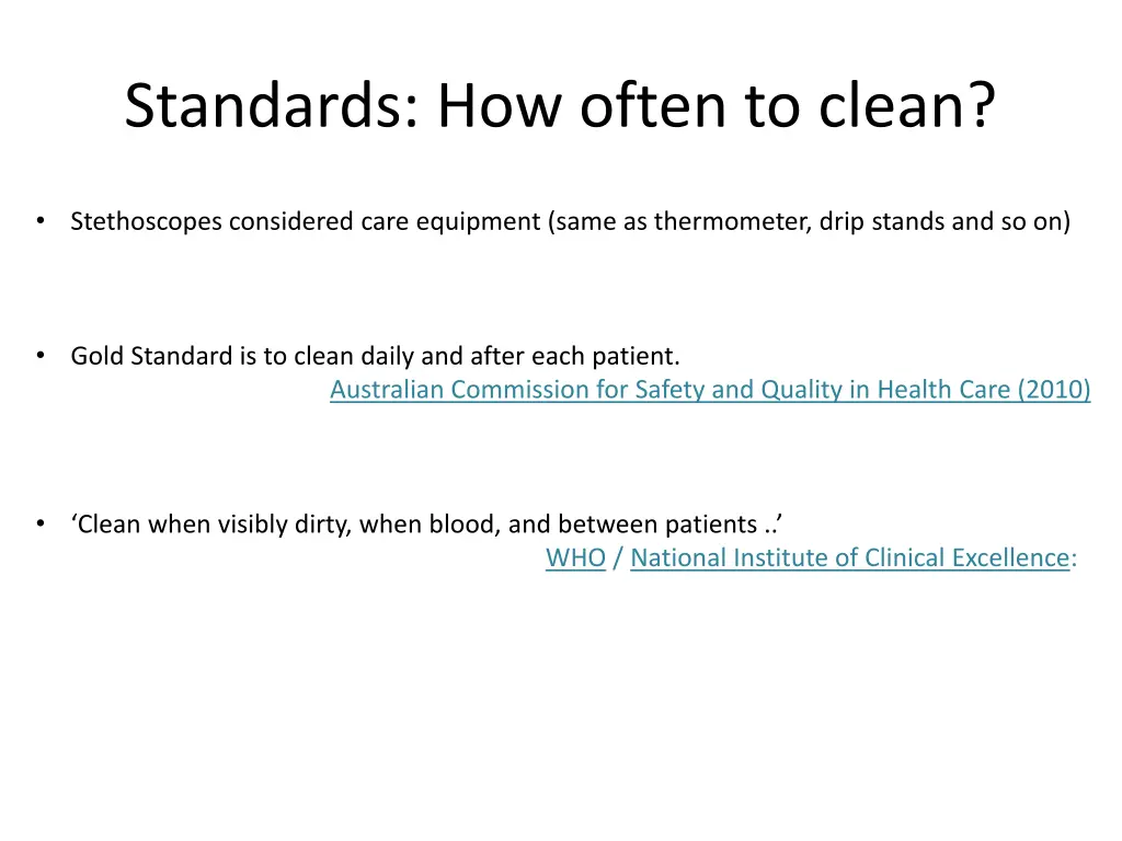 standards how often to clean