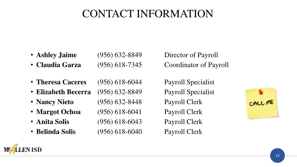 contact information