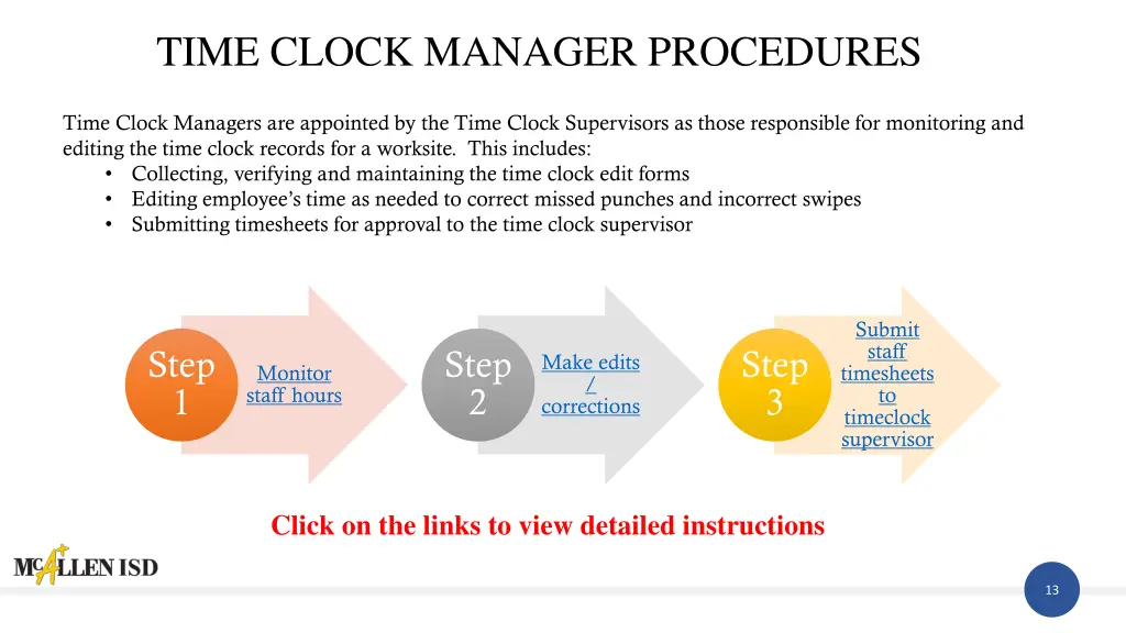 time clock manager procedures