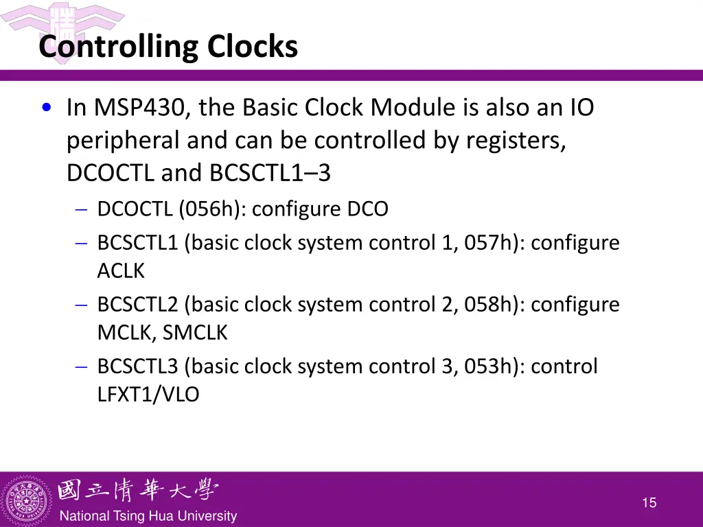 controlling clocks