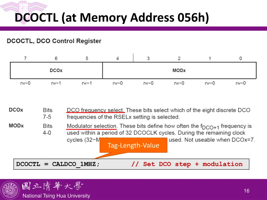 dcoctl at memory address 056h