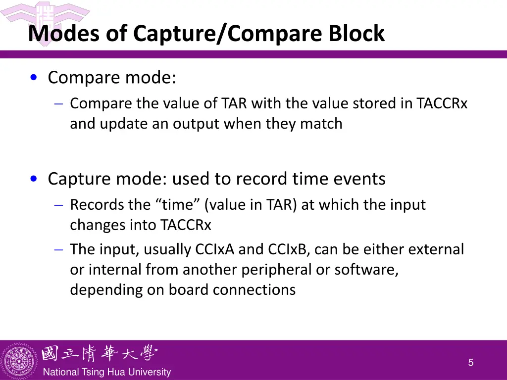 modes of capture compare block