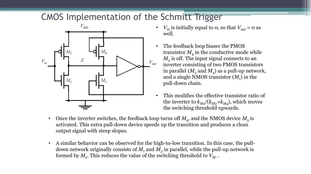 cmos implementation of the schmitt trigger 1