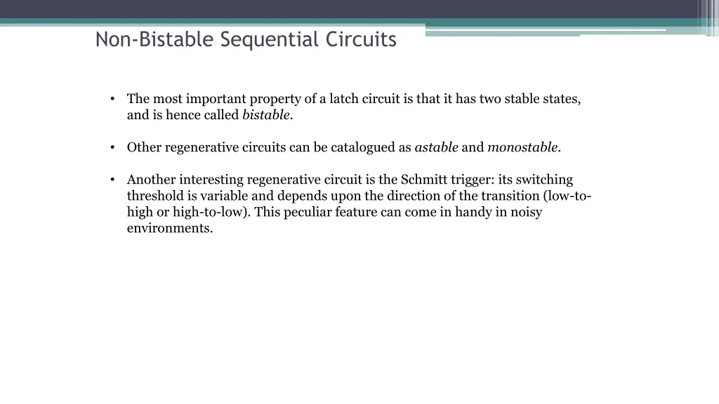 non bistable sequential circuits