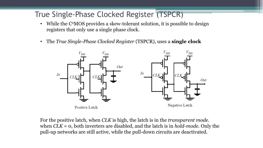 true single phase clocked register tspcr while