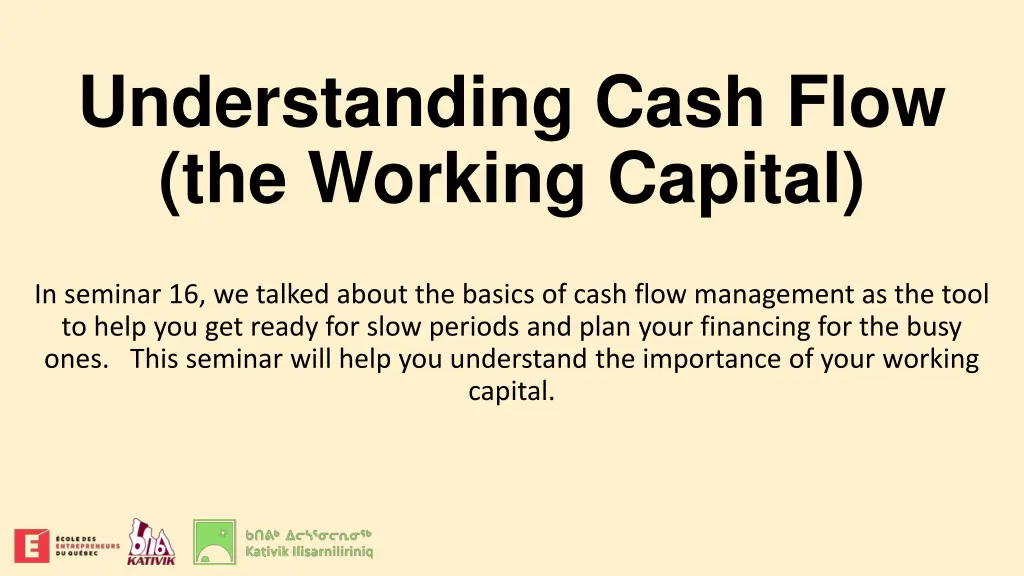 understanding cash flow the working capital