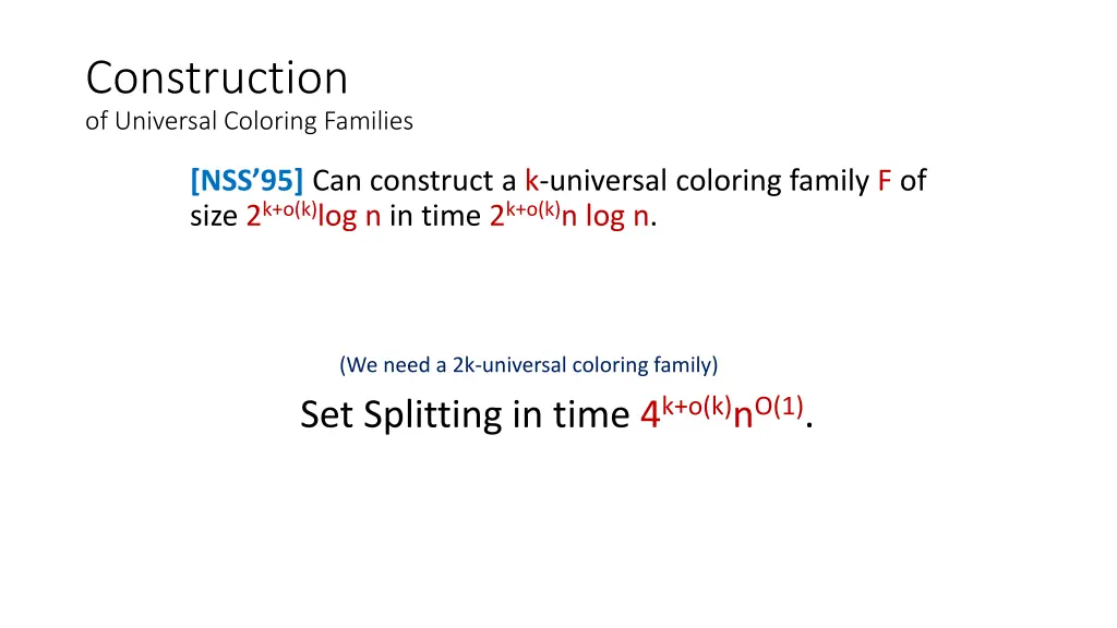 construction of universal coloring families