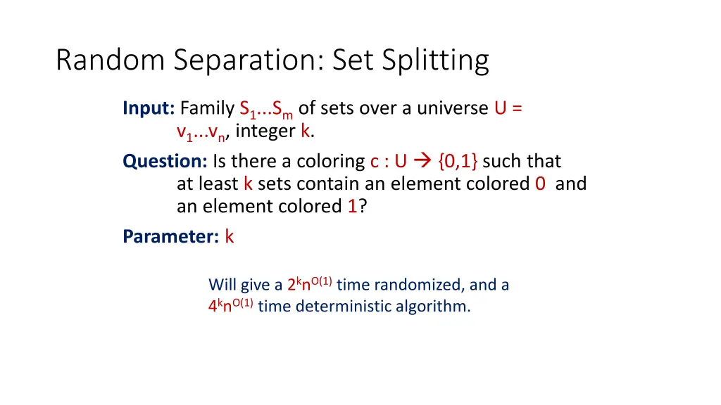 random separation set splitting