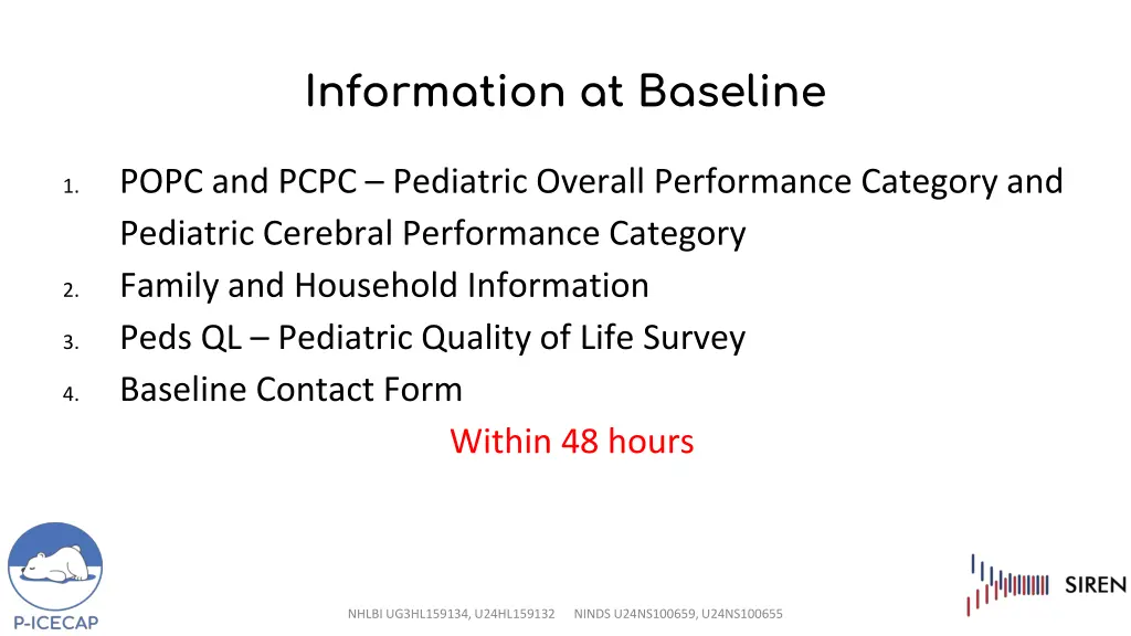 information at baseline