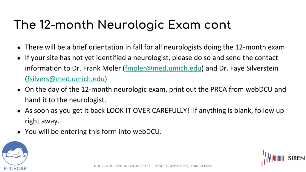 the 12 month neurologic exam cont