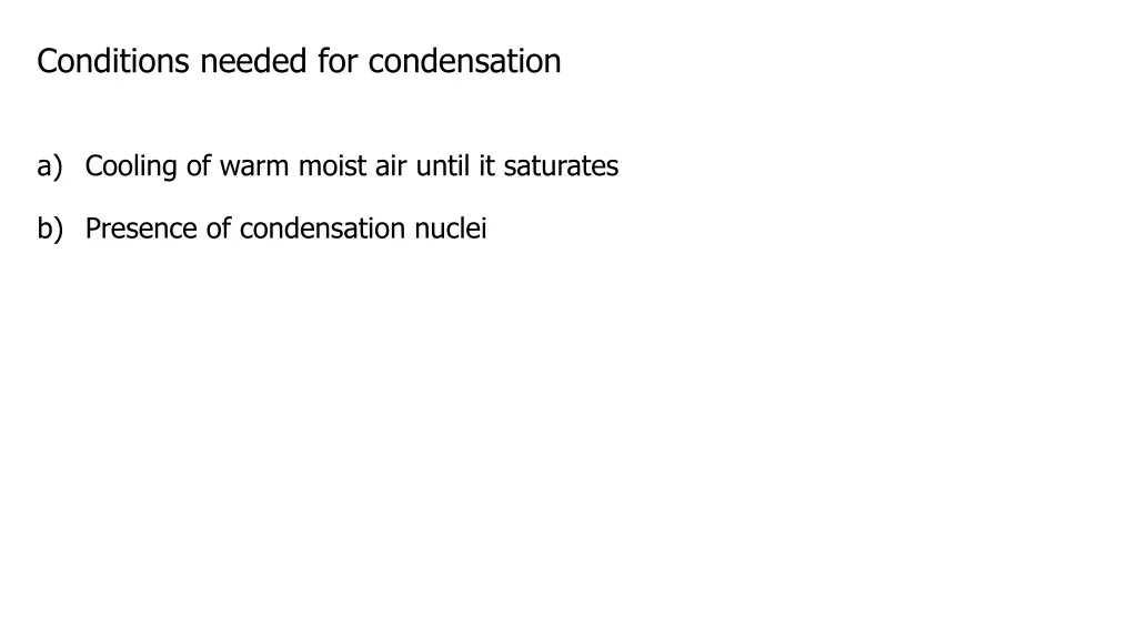 conditions needed for condensation