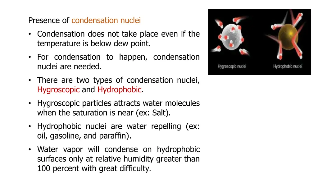 presence of condensation nuclei condensation does