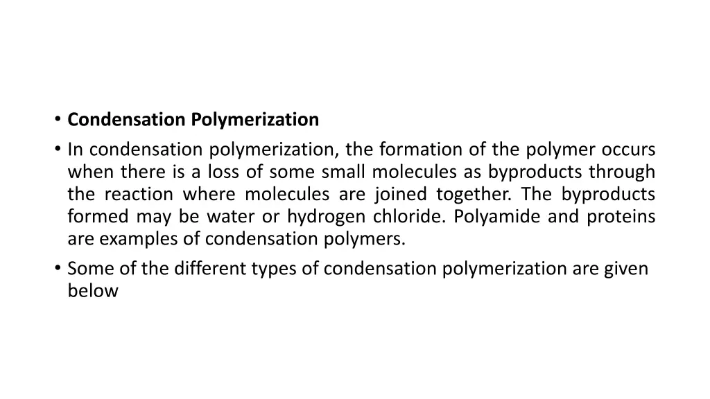 condensation polymerization in condensation